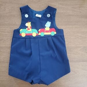 Vintage Baby Boy Romper Size 3- 6 Months Classic Silhouette Retro Animals Cars